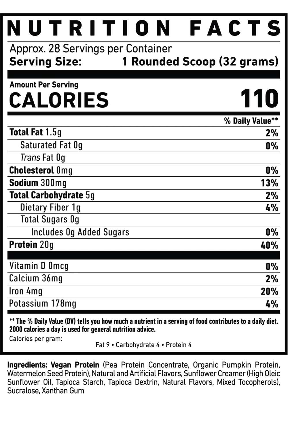 Ghost Vegan Protein Nutritional Info